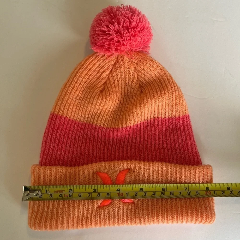 Youth Coral and Pink Striped Hurley Beanie OS